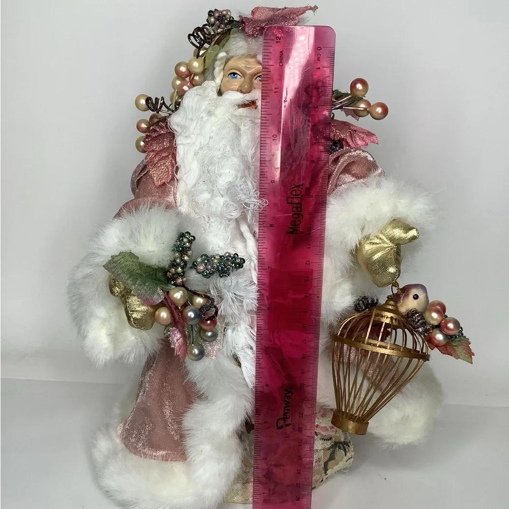 Vintage Pink Robed Santa Claus 13” Christmas Tree Topper